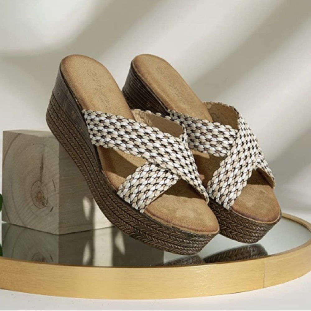 NWT Vepose platform wedge slide sandals size 10